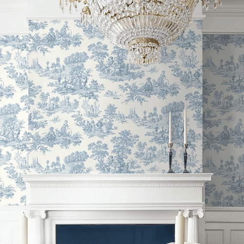 Chateau Toile Peel and Stick Vinyl Wallpaper Roll, Satin Finish