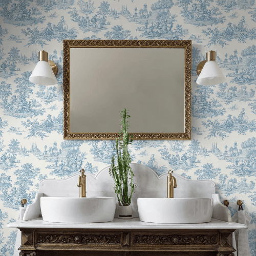 Chateau Toile Peel and Stick Vinyl Wallpaper Roll, Satin Finish