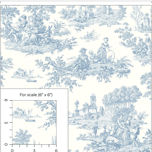 Chateau Toile Peel and Stick Vinyl Wallpaper Roll, Satin Finish