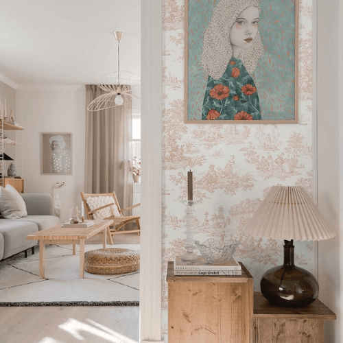 Chateau Toile Peel and Stick Vinyl Wallpaper Roll, Satin Finish