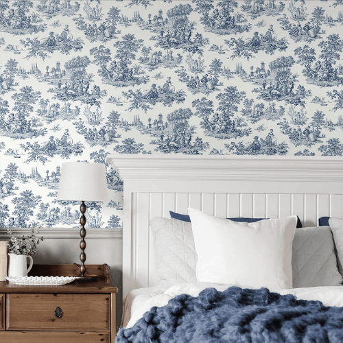 Chateau Toile Peel and Stick Vinyl Wallpaper Roll, Satin Finish