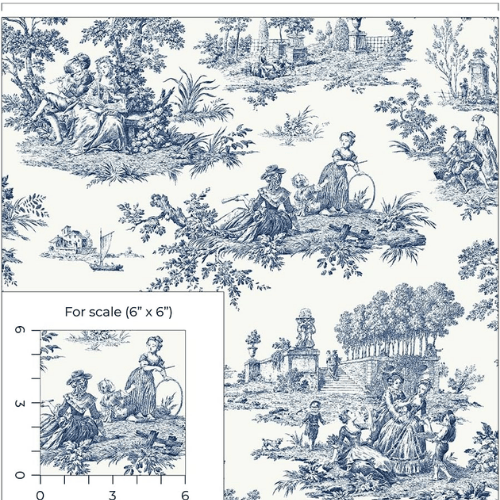 Chateau Toile Peel and Stick Vinyl Wallpaper Roll, Satin Finish
