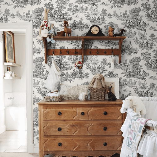Chateau Toile Peel and Stick Vinyl Wallpaper Roll, Satin Finish