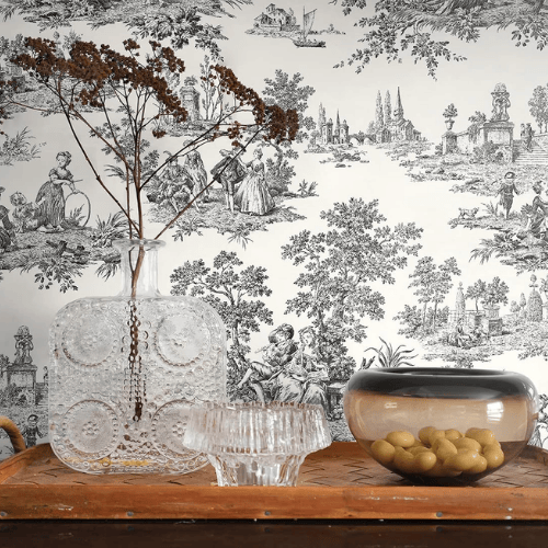 Chateau Toile Peel and Stick Vinyl Wallpaper Roll, Satin Finish
