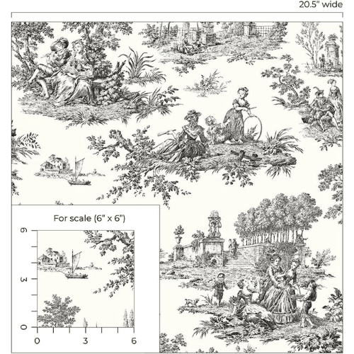 Chateau Toile Peel and Stick Vinyl Wallpaper Roll, Satin Finish