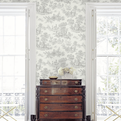 Chateau Toile Peel and Stick Vinyl Wallpaper Roll, Satin Finish