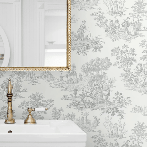 Chateau Toile Peel and Stick Vinyl Wallpaper Roll, Satin Finish