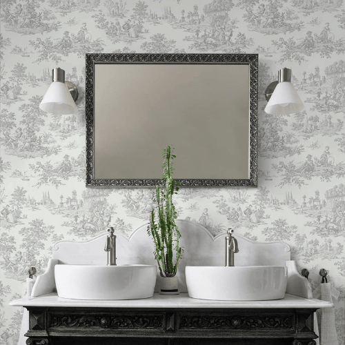 Chateau Toile Peel and Stick Vinyl Wallpaper Roll, Satin Finish