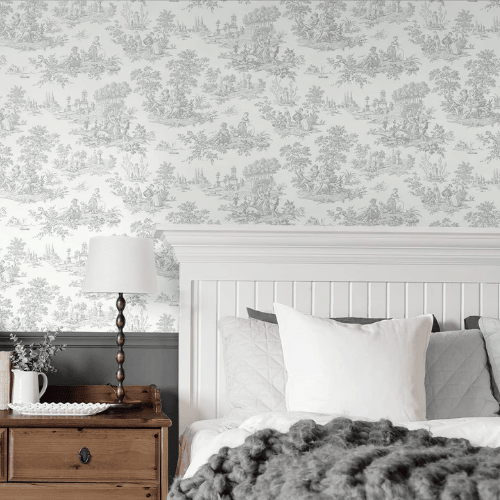 Chateau Toile Peel and Stick Vinyl Wallpaper Roll, Satin Finish