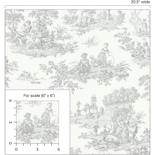 Chateau Toile Peel and Stick Vinyl Wallpaper Roll, Satin Finish