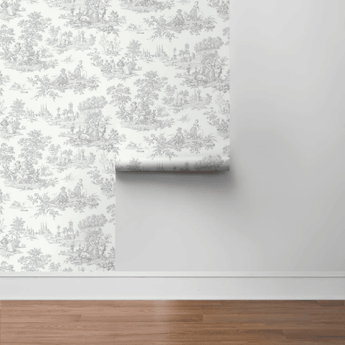 Chateau Toile Peel and Stick Vinyl Wallpaper Roll, Satin Finish
