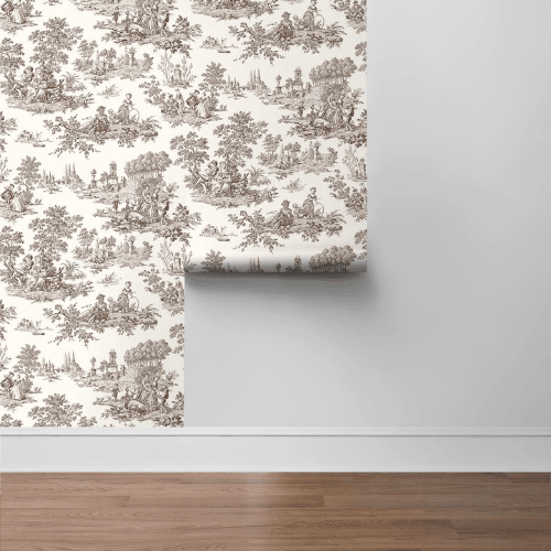 Chateau Toile Peel and Stick Vinyl Wallpaper Roll, Satin Finish