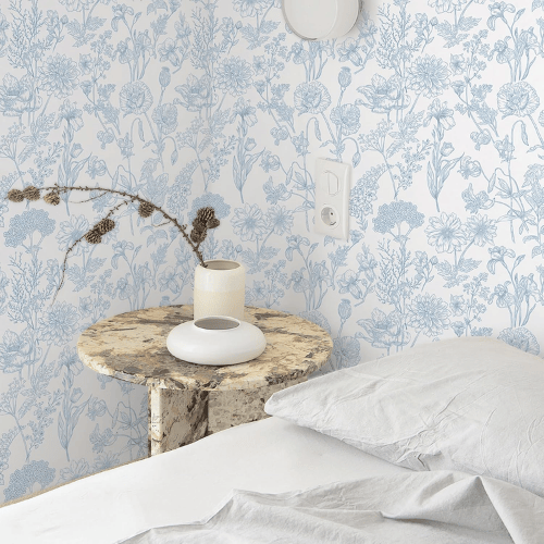 Modern Boho Floral Peel and Stick Vinyl Wallpaper, Removable Self-Adhesive Contact Paper Roll