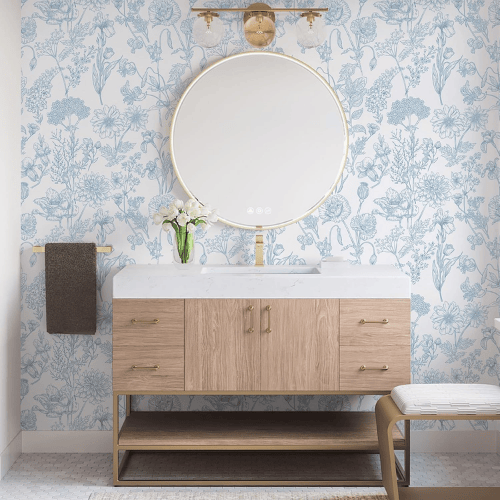 Modern Boho Floral Peel and Stick Vinyl Wallpaper, Removable Self-Adhesive Contact Paper Roll