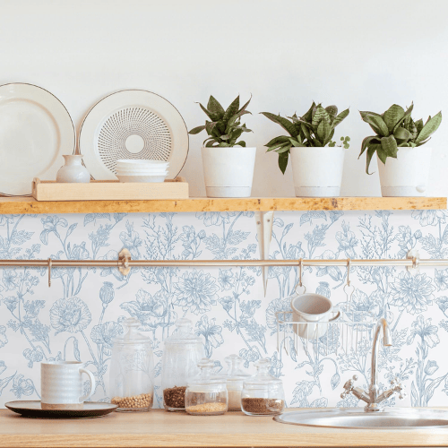 Modern Boho Floral Peel and Stick Vinyl Wallpaper, Removable Self-Adhesive Contact Paper Roll