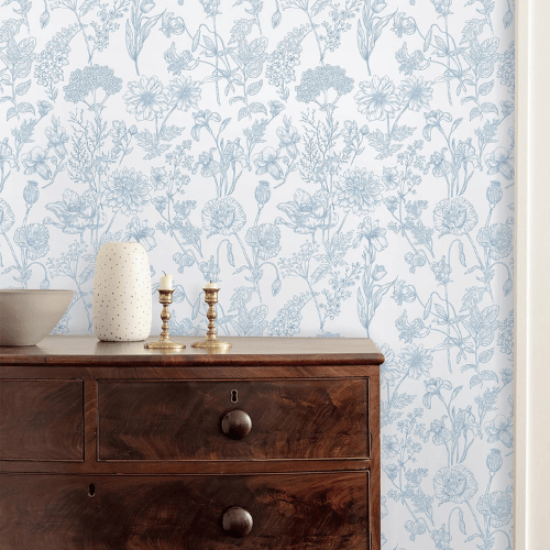 Modern Boho Floral Peel and Stick Vinyl Wallpaper, Removable Self-Adhesive Contact Paper Roll