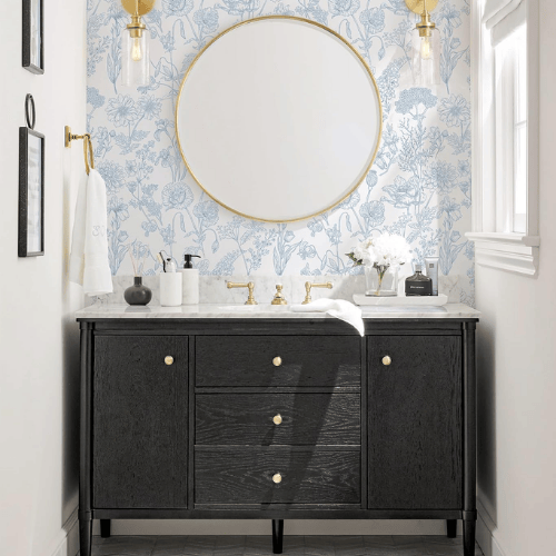 Modern Boho Floral Peel and Stick Vinyl Wallpaper, Removable Self-Adhesive Contact Paper Roll