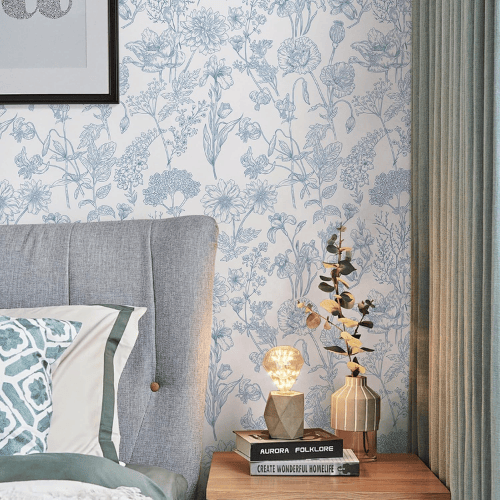 Modern Boho Floral Peel and Stick Vinyl Wallpaper, Removable Self-Adhesive Contact Paper Roll