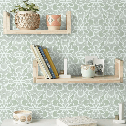 Modern Boho Floral Peel and Stick Vinyl Wallpaper, Removable Self-Adhesive Contact Paper Roll
