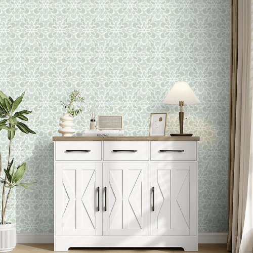 Modern Boho Floral Peel and Stick Vinyl Wallpaper, Removable Self-Adhesive Contact Paper Roll