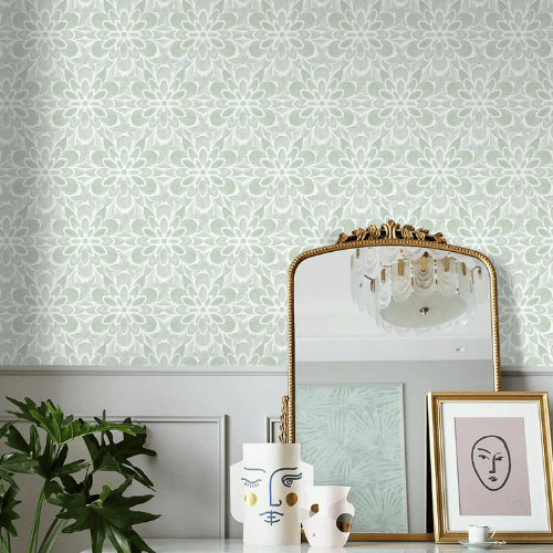 Modern Boho Floral Peel and Stick Vinyl Wallpaper, Removable Self-Adhesive Contact Paper Roll