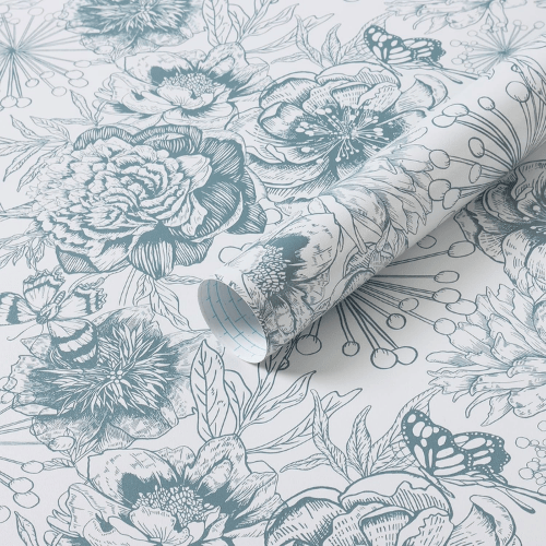 Modern Boho Floral Peel and Stick Vinyl Wallpaper, Removable Self-Adhesive Contact Paper Roll
