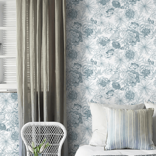 Modern Boho Floral Peel and Stick Vinyl Wallpaper, Removable Self-Adhesive Contact Paper Roll