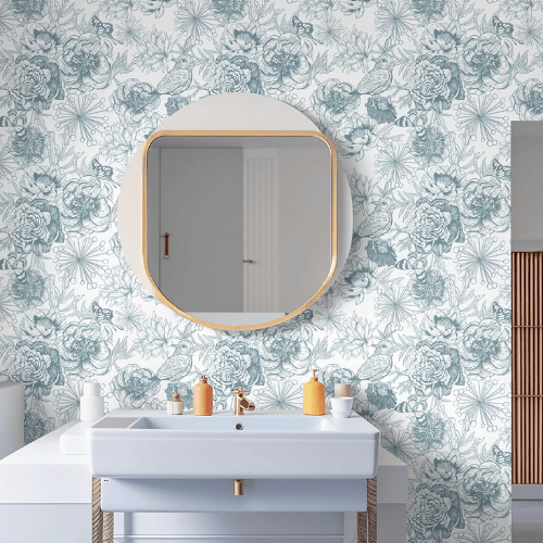 Modern Boho Floral Peel and Stick Vinyl Wallpaper, Removable Self-Adhesive Contact Paper Roll