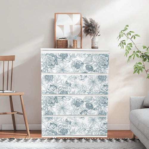 Modern Boho Floral Peel and Stick Vinyl Wallpaper, Removable Self-Adhesive Contact Paper Roll