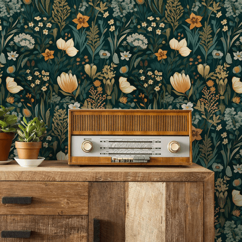 Vintage Floral Peel and Stick Vinyl Wallpaper, Removable Self-Adhesive Contact Paper Roll