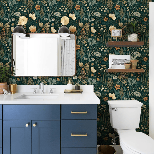 Vintage Floral Peel and Stick Vinyl Wallpaper, Removable Self-Adhesive Contact Paper Roll
