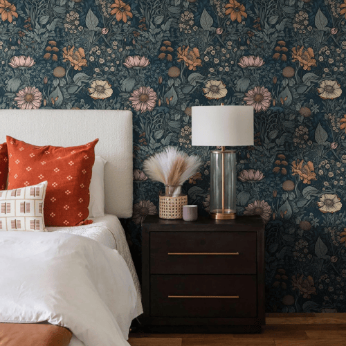 Vintage Floral Peel and Stick Vinyl Wallpaper, Removable Self-Adhesive Contact Paper Roll