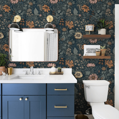 Vintage Floral Peel and Stick Vinyl Wallpaper, Removable Self-Adhesive Contact Paper Roll