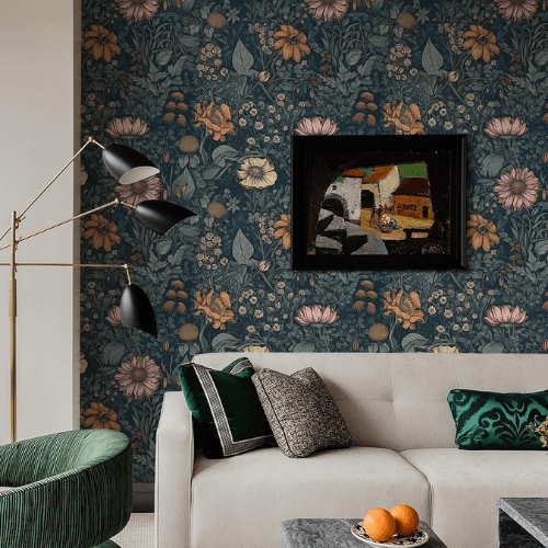 Vintage Floral Peel and Stick Vinyl Wallpaper, Removable Self-Adhesive Contact Paper Roll