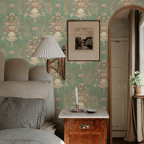 Vintage Floral Peel and Stick Vinyl Wallpaper, Removable Self-Adhesive Contact Paper Roll