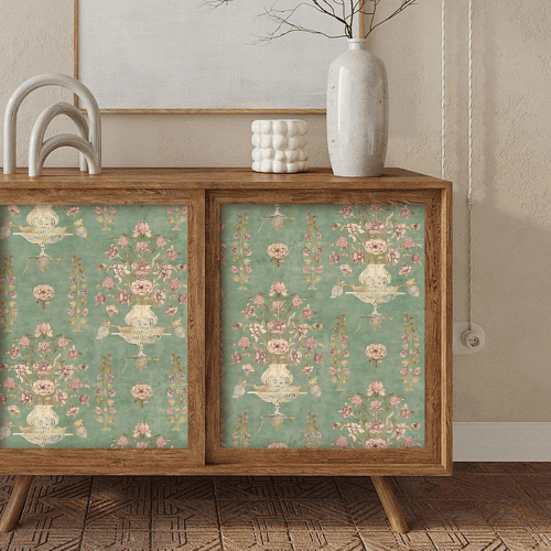 Vintage Floral Peel and Stick Vinyl Wallpaper, Removable Self-Adhesive Contact Paper Roll