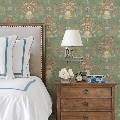 Vintage Floral Peel and Stick Vinyl Wallpaper, Removable Self-Adhesive Contact Paper Roll