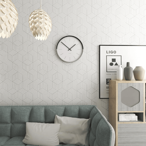Modern Geometric Hexagon Peel and Stick PVC Wallpaper Roll, Waterproof Removable Self-Adhesive