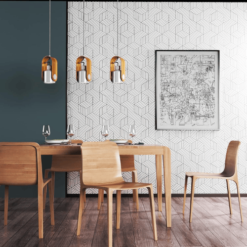 Modern Geometric Hexagon Peel and Stick PVC Wallpaper Roll, Waterproof Removable Self-Adhesive