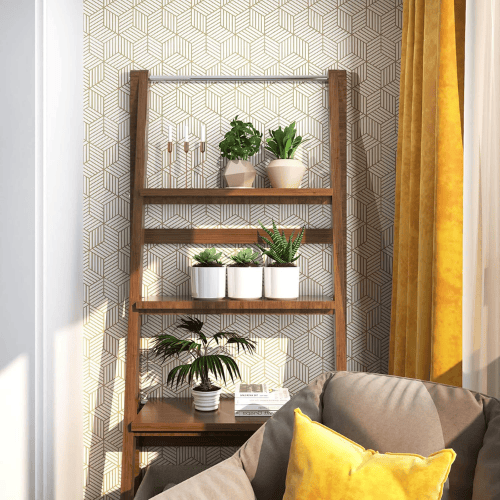 Modern Geometric Hexagon Peel and Stick PVC Wallpaper Roll, Waterproof Removable Self-Adhesive