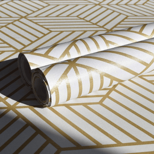 Modern Geometric Hexagon Peel and Stick PVC Wallpaper Roll, Waterproof Removable Self-Adhesive