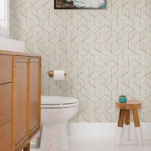 Modern Geometric Hexagon Peel and Stick PVC Wallpaper Roll, Waterproof Removable Self-Adhesive