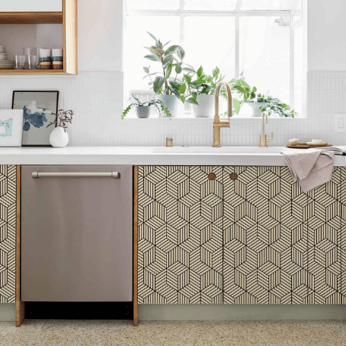 Modern Geometric Hexagon Peel and Stick PVC Wallpaper Roll, Waterproof Removable Self-Adhesive