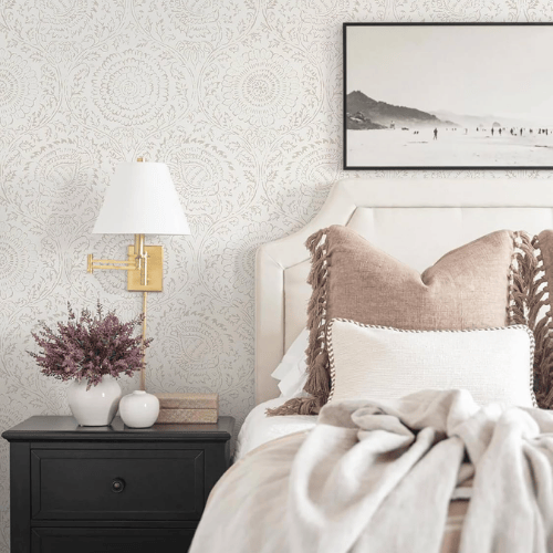 Boho Floral Peel and Stick Vinyl Wallpaper Roll, Removable Self-Adhesive Contact Paper