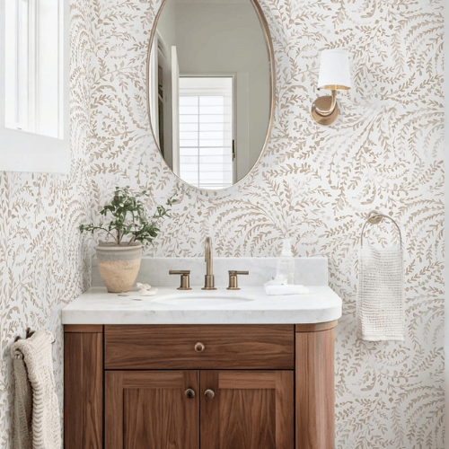 Boho Floral Peel and Stick Vinyl Wallpaper Roll, Removable Self-Adhesive Contact Paper