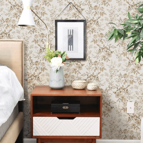 Boho Botanical Floral Peel and Stick Vinyl Wallpaper Roll