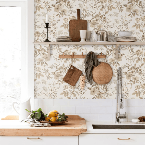 Boho Botanical Floral Peel and Stick Vinyl Wallpaper Roll