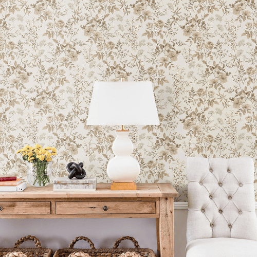 Boho Botanical Floral Peel and Stick Vinyl Wallpaper Roll
