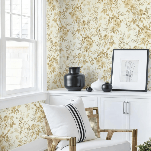 Boho Botanical Floral Peel and Stick Vinyl Wallpaper Roll