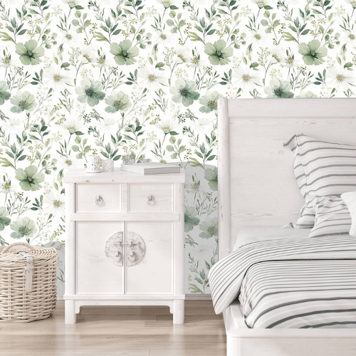 Watercolor Floral Peel and Stick Vinyl Wallpaper Roll